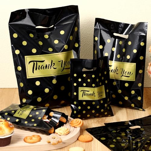 Jeyiour 300 Pcs Thank You Plastic Bags with Handles for business,Polka Dots - style: Polka Dots