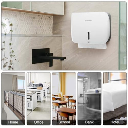modunful Folded Paper Towel Dispenser Wall Mount No Drill White Keylock - color: D-13 White