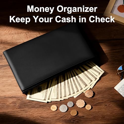 Chelmon 3 Pack Money Bags with Zipper - 11x6 Inch Cash Organizer Pouch for Daily Use & Travel, Durable Storage for Cash, Invoices, Cosmetics and Credit Cards