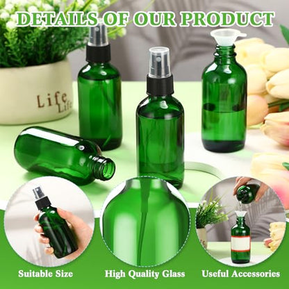 Fumete 2 Pack Glass Spray Bottles 4oz,Green, Black Top,Mist Bottle - color: Green, Black Top, style: Mist Bottle