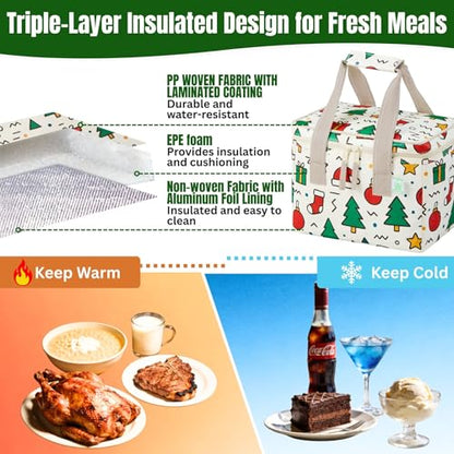 VENO 2 Pack Insulated Lunch Bags, 12 Can, Water-Resistant, Jingle Mix - color: Jingle Mix, size: 10.63"W x 8"H x 6.7"D - 2 Pack
