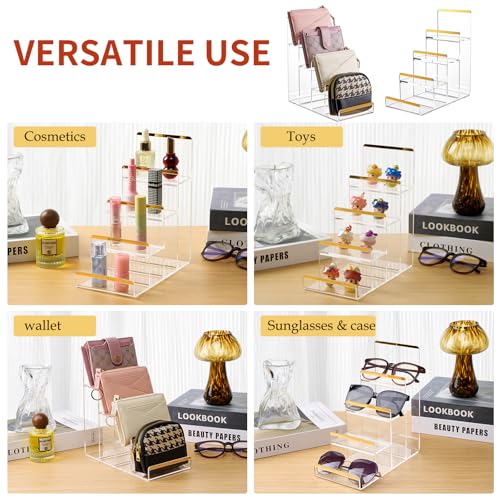 2 Pack Acrylic Wallet Display Stands, 4-Tier Purse Display Stands - size: 4 Tier (2 Pack)