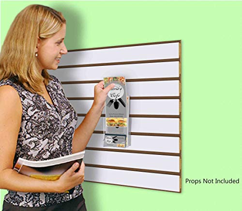 Marketing Holders 4 Pack SlatWall Brochure Holder 4" W Trifold Pocket Retail Display with Attached 3.5" x 2" Business Card Slot Take One Literature Pamphlet Organizer Clear Acrylic - size: 4"W Slatwall w/BC Holder