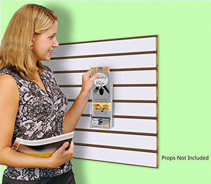 Marketing Holders 4 Pack SlatWall Brochure Holder 4" W Trifold Pocket Retail Display with Attached 3.5" x 2" Business Card Slot Take One Literature Pamphlet Organizer Clear Acrylic - size: 4"W Slatwall w/BC Holder