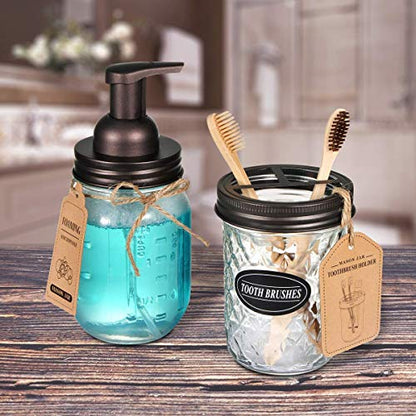 Amolliar Mason Jar Foaming Soap Dispenser Lid, Foam Soap Pump, Bronze 2Pack - color: Bronze, size: 2 Pack