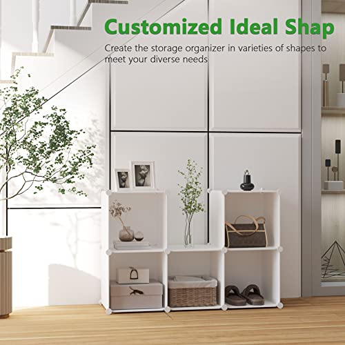 C&AHOME 6-Cube Storage Organizer Cube Shelf Closet Storage Bookcase, Milky - color: Milky