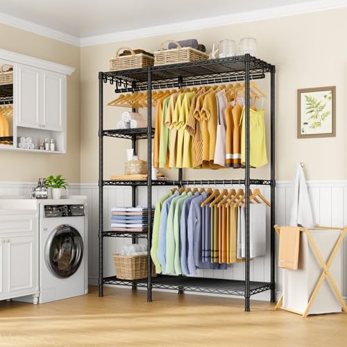 Ulif F2 Clothes Rack, 5 Tiers Heavy Duty Garment Rack for Bedroom - color: Black