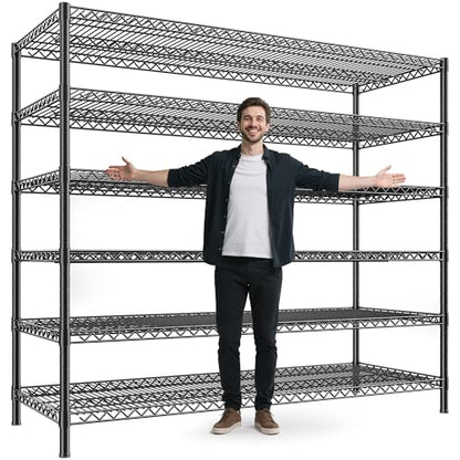REIBII 6-Tier Heavy Duty Wire Shelving Unit, 3840LBS Storage Shelf Rack - size: 83"H x 55.5"W x 18"D