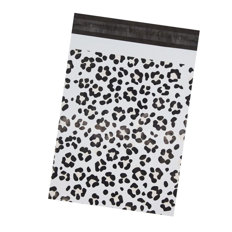 100x Poly Mailers 10x13 Inch Mailing Bags Colorful Thank You Designs with Self Seal Tear & Waterproof Shipping Envelopes for Packaging, Small Business & E-Commerce (Leopard Thank You) - color: Leopard Thank You