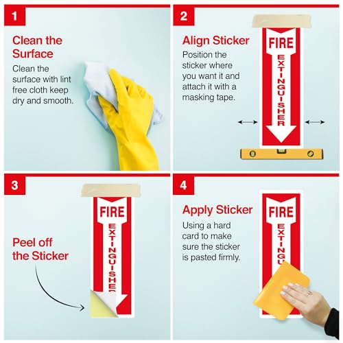 OLANZU Fire Extinguisher Decals and Labels for Wall, 5 Pack, 4x12" - size: Pack of 5