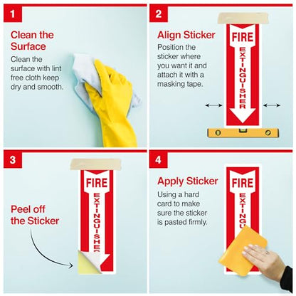 OLANZU Fire Extinguisher Decals and Labels for Wall, 5 Pack, 4x12" - size: Pack of 5