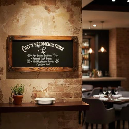 MyGift Wall Mounted Large Chalkboard Sign with Burnt Wood Frame - color: Burnt Wood