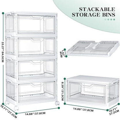 Kmiectse Clear Storage Bins with Lids - 4 Tier 23qt Plastic Stackable Bins - size: 23QT-4Pack&1Lid