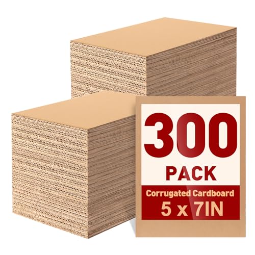300 Pack 5x7 Inch Corrugated Cardboard Sheets, Flat Cardboard Paper Inserts for Shipping, Mailing, Packing, DIY Crafts - size: 5x7in-300Pack