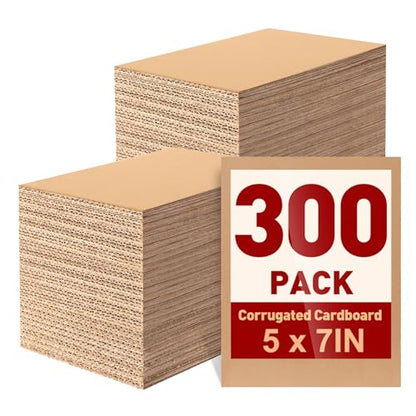 300 Pack 5x7 Inch Corrugated Cardboard Sheets, Flat Cardboard Paper Inserts for Shipping, Mailing, Packing, DIY Crafts - size: 5x7in-300Pack
