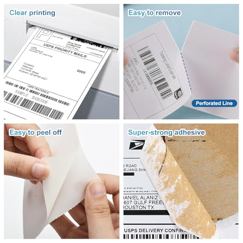 9527 Product Fanfold 4 x 6 Direct Thermal Labels White Perforated Shipping Labels,2 Stack,Total 2000 Labels - color: White, size: 2 Stacks | 2000 Labels