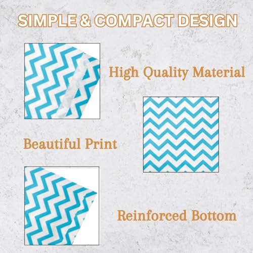 Novel Box 100 Pack Blue Chevron Print Flat Merchandise Bags 6x9 in - color: Blue Chevron, size: 6" x 9" Inches