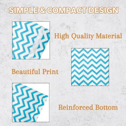 Novel Box 100 Pack Blue Chevron Print Flat Merchandise Bags 6x9 in - color: Blue Chevron, size: 6" x 9" Inches