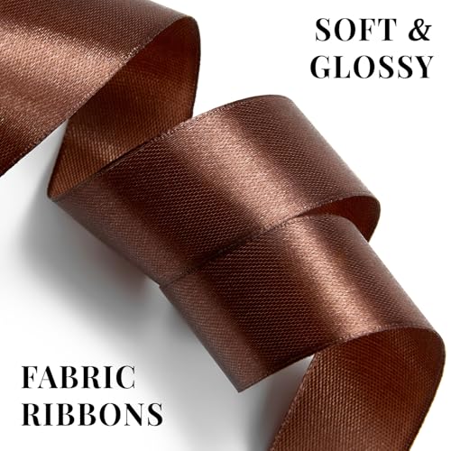 Brown Satin Ribbon 1 Inch x 100 Yards - color: Brown