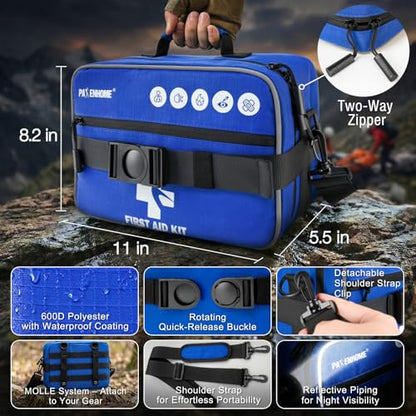 520 PCS Advanced First Aid Kit – Large 6-in-1 Modular Waterproof Well-Organized Emergency Kit for Home, Car, Travel, Camping, Boat & Outdoor