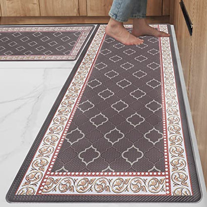 Kitchen Floor Mat Set of 2, Anti Fatigue Kitchen Mat 20"x32"+20"x47" - color: Coffee, size: 20"x32"+20"x48"