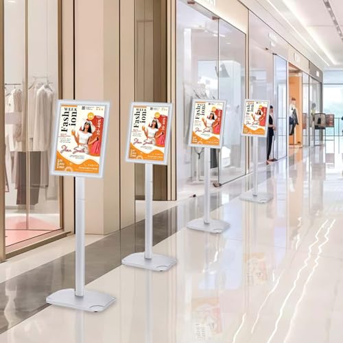 Sign Holder Stand 8.5x11 Inch, Heavy Duty Pedestal Floor Sign Stand - color: Silver, size: 8.5x11 in
