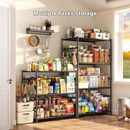 DurayLoly 23.6" W 3-Tier Wire Shelving with Hooks, 300 lbs, for Kitchen - size: 23.6" W x 13.8" D x 30.9" H (3T)