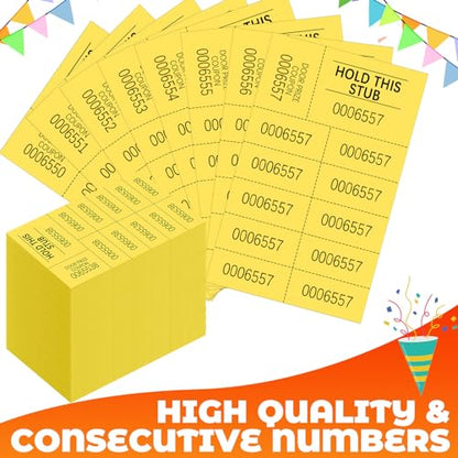 Kosiz 504 Pcs Raffle Tickets Basket Auction 10 Bid Numbers, Yellow - color: Yellow