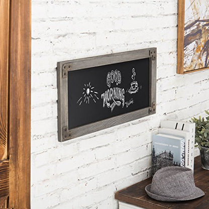 MyGift Wall Mounted Large Chalkboard Sign with Gray Wood Frame - color: Gray
