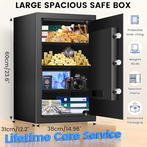 23.6" Tall Large Home Safe, 4.6 Cuft Safe Box with Fireproof Waterproof Bag - size: 4.6 Cuft
