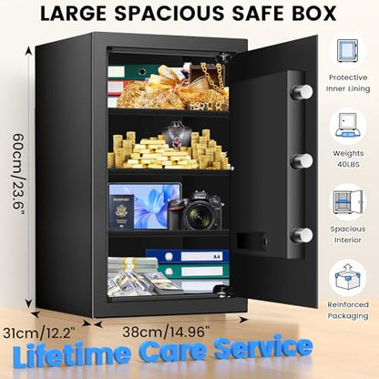 23.6" Tall Large Home Safe, 4.6 Cuft Safe Box with Fireproof Waterproof Bag - size: 4.6 Cuft