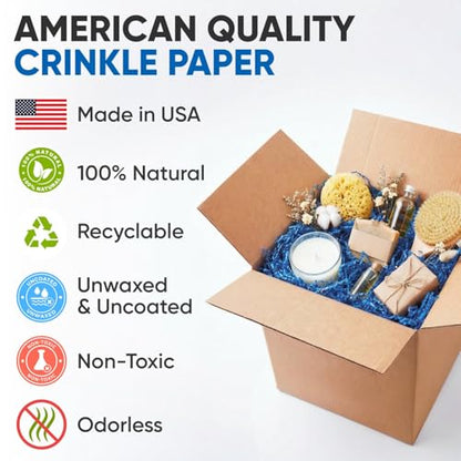 1 Cu Ft Ready To Ship Carton with Dark Blue Crinkle Paper 12x12x12" - color: Dark Blue, size: Single Wall Box