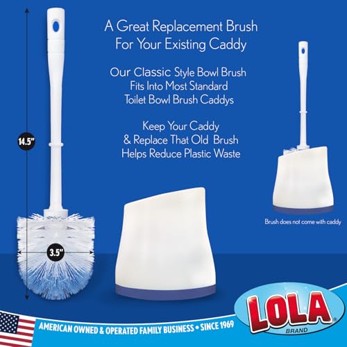 LOLA Classic Toilet Brush, Durable Fiber Stiff Bristles, Non-Scratch - 2 PK - size: 2 Pack, style: Classic Toilet Brush