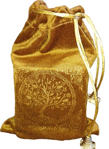Indian Consigners Soft Velvet Pouch for Tarot, Altar, Rune, Gift, Crystal, jewelry Wrap Bags for Precious, Sacred and Spiritial Items (Gold) - color: Gold
