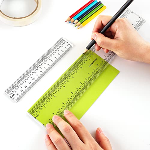 3PCS 6''/12 '' Acrylic Clear Edge Rulers T-Square Ruler, inches and Metric Zero-Centering, T Square Ruler Transparent,for Crafting Drafting and General Layout Work Art Framing & Drafting Scrapbooking - color: 3PCS Clear Acrylic Ruler