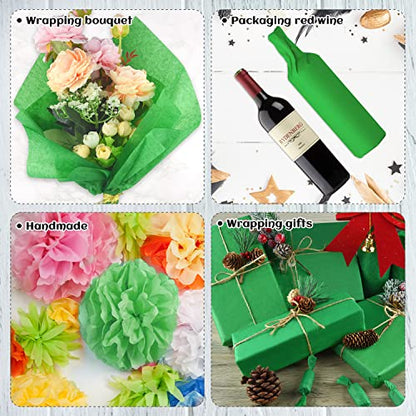 NEBURORA 120 Sheets Green Tissue Paper Christmas Gift Wrap Paper - color: Green