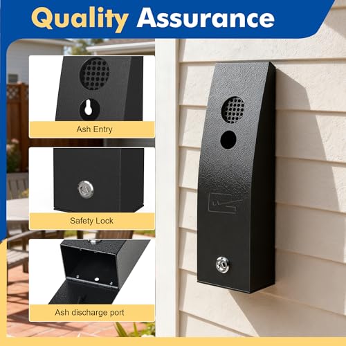 Wall Mounted Trash Can Outdoor Commercial Receptacles Container Disposal Outdoor Vertical Trash Can for Hotel Café Bar Shopping Centre Courtyard (Black) - size: Medium—Ⅰ