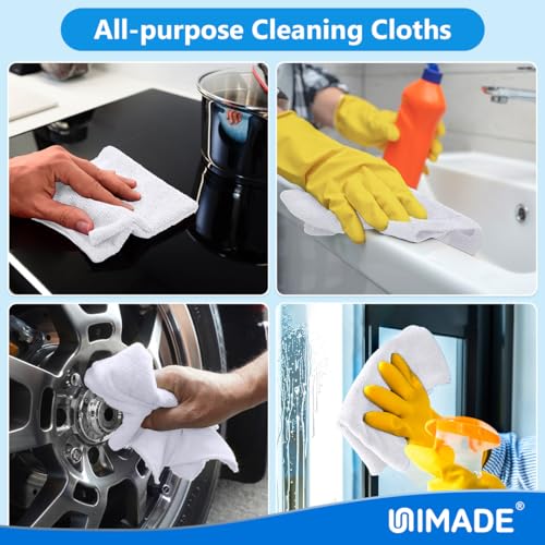 UNIMADE Microfiber Cleaning Cloth, 20 Pack Reusable Microfiber Towels - color: White, size: 20PK