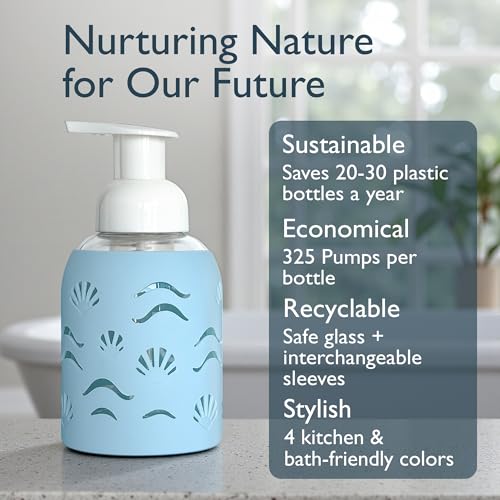 Foaming Glass Hand Soap Dispenser Pump Sea Foam 8oz - color: Sea Foam