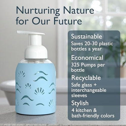 Foaming Glass Hand Soap Dispenser Pump Sea Foam 8oz - color: Sea Foam
