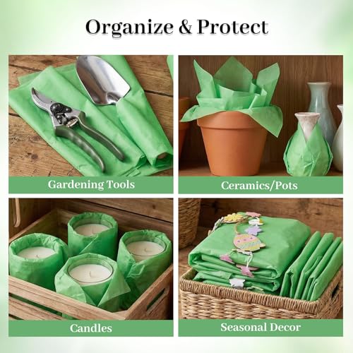 Koogel 330 Sheets Green Tissue Paper, 14 X 10 inches - color: Green
