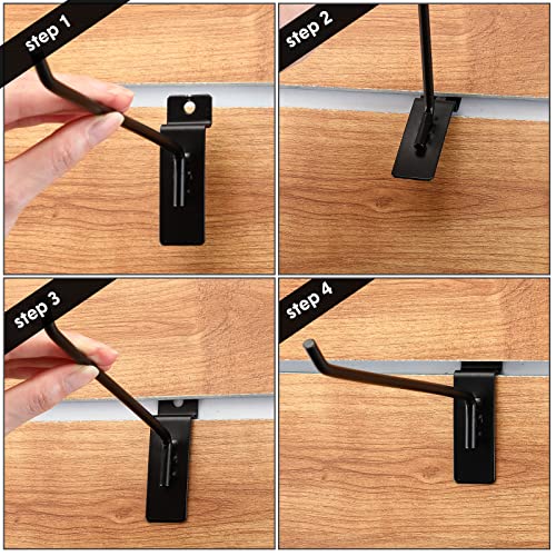 Ferraycle 24 Pack Heavy Duty Slatwall Hooks 4/6/8 Inch Slat Wall Hooks Slatwall Accessories Metal Wall Panel Hangers for Garage Organization Retail Display Shelves Tools and Equipment Hanging(Black) - color: Black