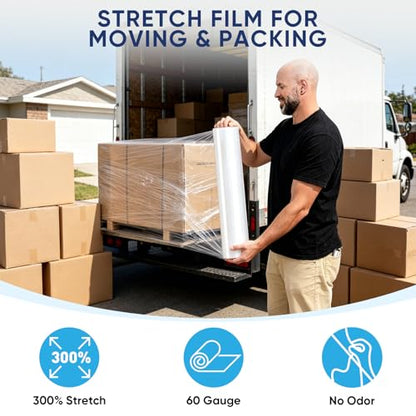 TICONN Stretch Wrap Roll, 15 in x 1000 ft Plastic Wrap for Moving Furniture - style: 15''-1PK Clear (No handle)