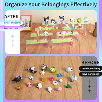 8-Pack Iridescent Acrylic Display Risers, Rainbow Rectangular Set - color: Iridescent-8pcs