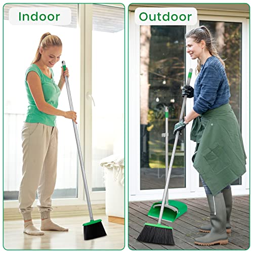 TreeLen Broom and Dustpan Set - Simplify Cleaning Your Home Ktichen Office with Ease - color: Green