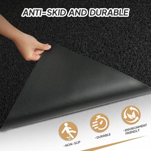 ROVSUN Front Door Mat Indoor Outdoor Entrance, Waterproof Heavy Duty Doormat, Stain and Fade Resistant, Low Profile, Easy Clean Welcome Floor Mats for Commercial Entry Patio Porch, 71"×35", Black