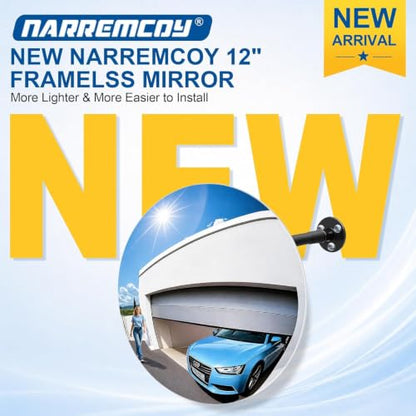 12" Frameless Convex Mirror with 360° Adjustable View - size: 12IN X