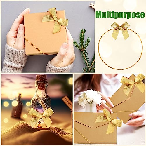 60 Pcs Elastic Bows for Gift Boxes Wrapping 15.74 Inches - color: Gold