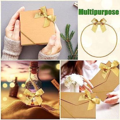 60 Pcs Elastic Bows for Gift Boxes Wrapping 15.74 Inches - color: Gold