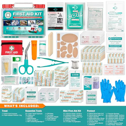 General Medi 295 Pieces Professional First Aid Kit - HardCase First Aid Box - Contains Premium Medical Supplies for Travel, Home, Office, Vehicle, Camping, Workplace & Outdoor - size: 295 Pieces